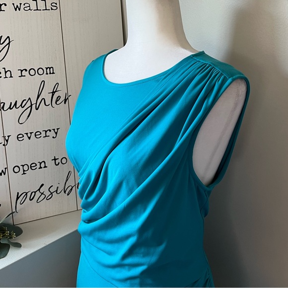 Lane Bryant Teal Ruched Sleeveless Dress - Picture 2 of 6